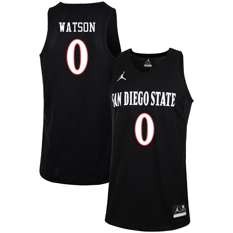 Jordan Brand Men #0 Devin Watson San Diego State Aztecs College Basketball Jerseys-Black